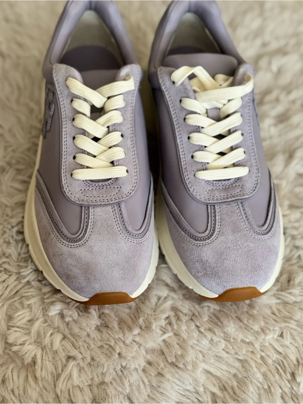 Tory Burch Good Luck Trainer Sneakers Spring Lavender Leather Suede Size 8
